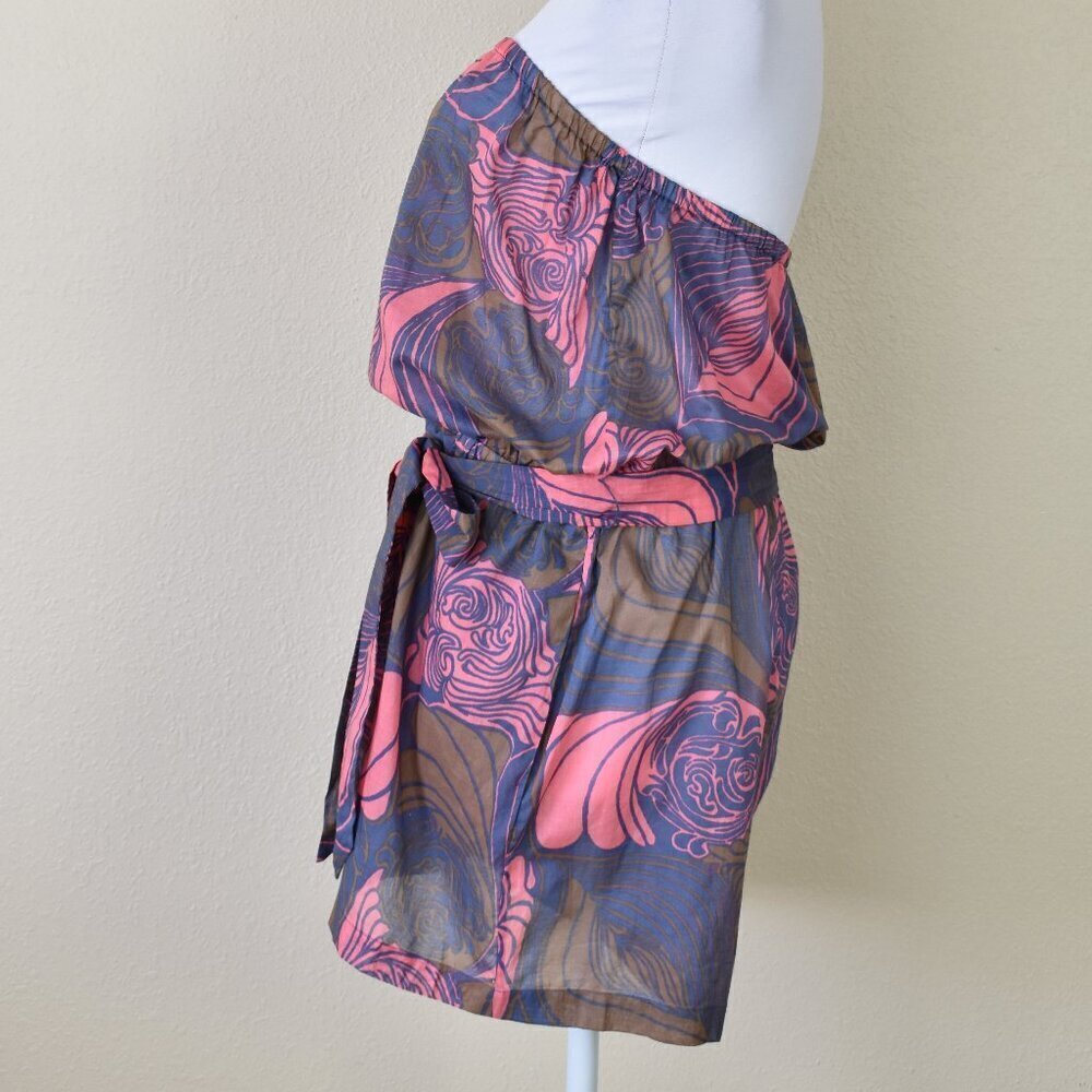 Tibi Strapless Summer Belted Romper Printed - M - Picture 7 of 11
